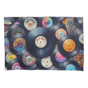 Collection Vinyl Record Pattern 80s Retro Spectrum Pillowcase