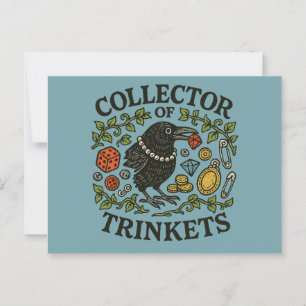 Collector of Trinkets Crow Illustration Postcard