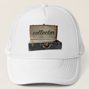 Collector word on old  antique trunk suitcase trucker hat
