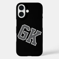 College Black Grey White Varsity Monogram Initials