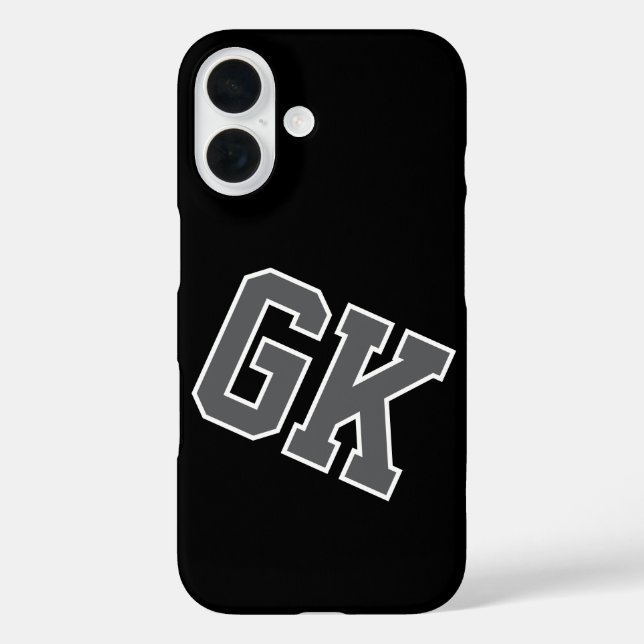 College Black Grey White Varsity Monogram Initials Case-Mate iPhone Case (Back)