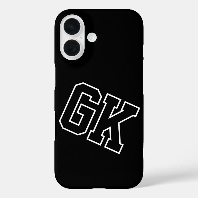 College Black White Varsity Monogram Initials Case-Mate iPhone Case (Back)
