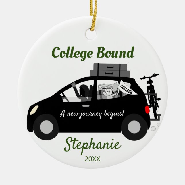 College Bound Female Ceramic Tree Decoration (Front)
