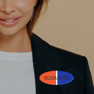 College Colors Orange, White & Blue Monogram  Name Tag