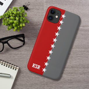 College Colors Scarlet Red & Dark Gray Monogram Case-Mate iPhone Case