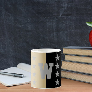 College Colours Black & Gold Monogram  Coffee Mug