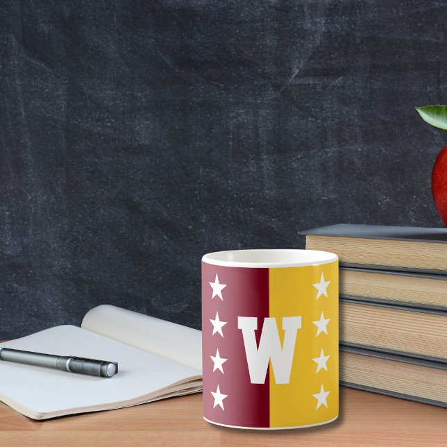 College Colours Maroon & Gold Monogram Coffee Mug (Creator Uploaded)