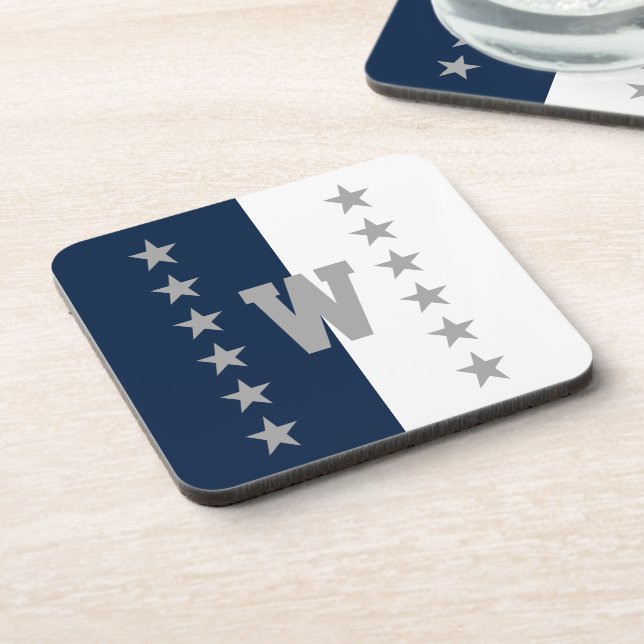 College Colours Navy Blue & White Coaster (Left Side)