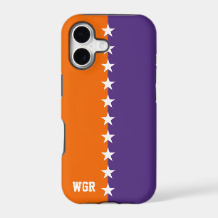 College Colours Orange, Purple & White Monogram