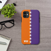 College Colours Orange, Purple & White Monogram