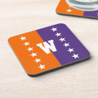 College Colours Orange, Purple & White Monogram