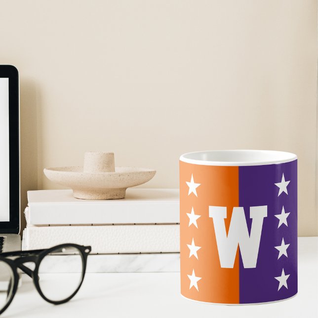 College Colours Orange, Purple & White Monogram Coffee Mug (Creator Uploaded)