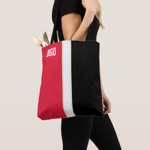 College Colours Red, Black & Cream Monogram Tote Bag
