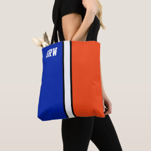 College Colours Royal Blue & Orange Monogram Tote Bag