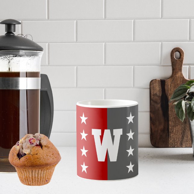 College Colours Scarlet Red & Dark Grey Monogram Coffee Mug (Creator Uploaded)