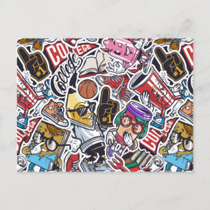 College Comics Pattern Postcard