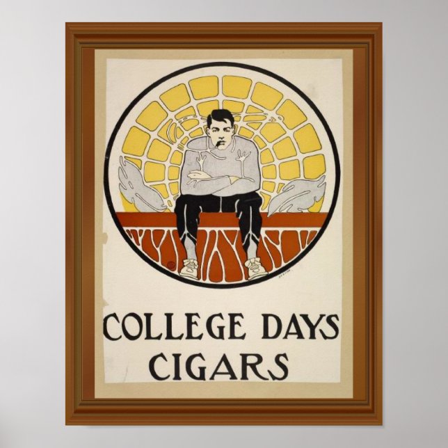 College Days Cigars Vintage Male Circle Ad Poster (Front)