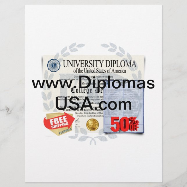 college diplomas or high school diploma Remakes Custom Letterhead (Front)