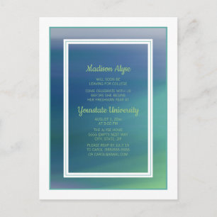 College Dorm Trunk Party Teal Blue Ombre' Invitation Postcard