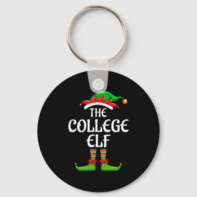 College Elf Matching Family Group Christmas Party  Key Ring (Front)