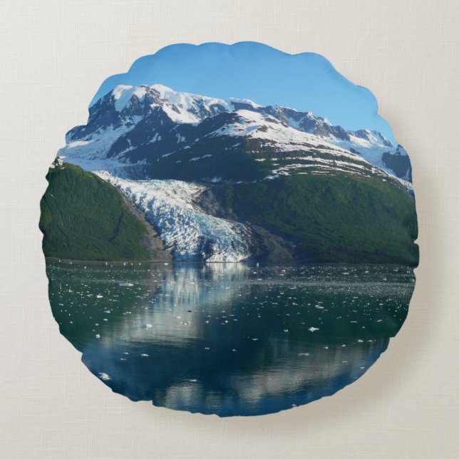 College Fjord II Beautiful Alaska Photography Round Cushion (Front)