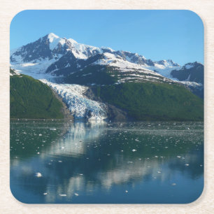 College Fjord II Beautiful Alaska Photography Square Paper Coaster