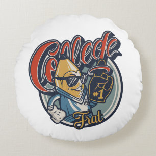 College Frat Banana Funny Retro Graphic Tee Round Cushion
