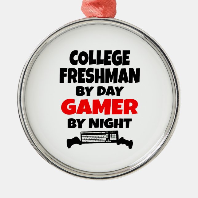 College Freshman by Day Gamer by Night Metal Tree Decoration (Front)