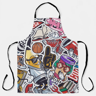 College Fun, Colourful Vintage Pattern Apron