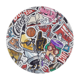 College Fun, Colourful Vintage Pattern Cutting Board