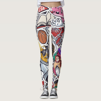 College Fun, Colourful Vintage Pattern Leggings