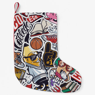 College Fun, Colourful Vintage Pattern Small Christmas Stocking