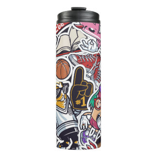 College Fun, Colourful Vintage Pattern Thermal Tumbler