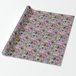 College Fun, Colourful Vintage Pattern Wrapping Paper