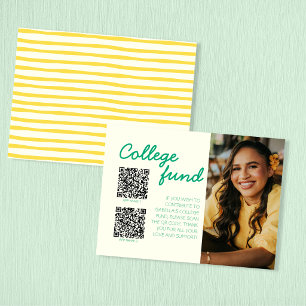 College Fund 2 QR Code Gift Photo Yellow & Green Enclosure Card