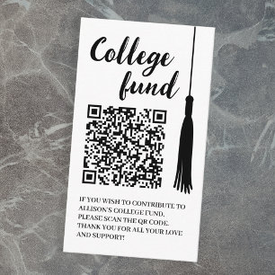 College Fund Black White Tassel Qr Code Graduation Enclosure Card