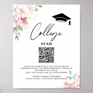 College fund floral graduation printable sign