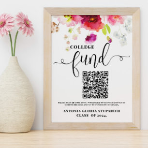 College fund floral graduation sign printable sign