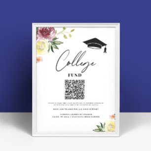 College fund floral graduation sign printable sign