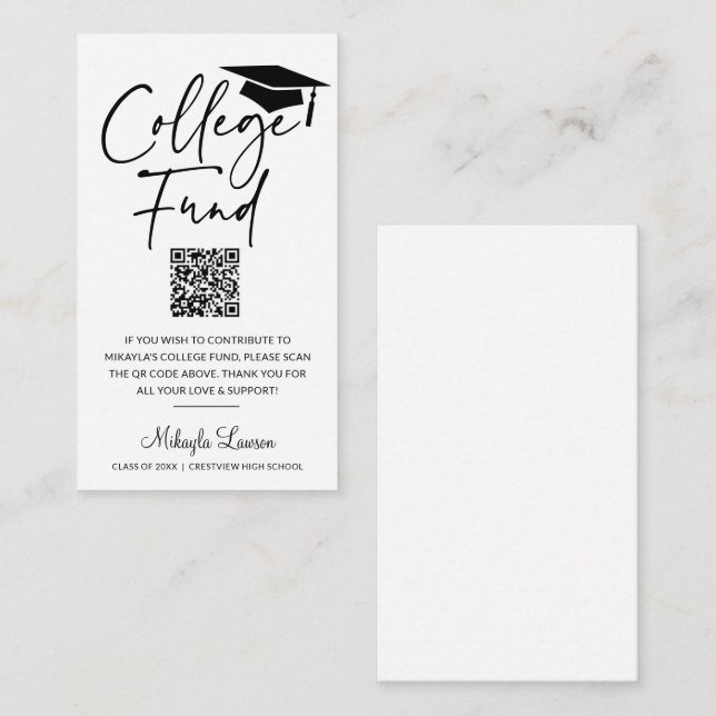 College Fund Graduation Announcement Enclosure (Front/Back)