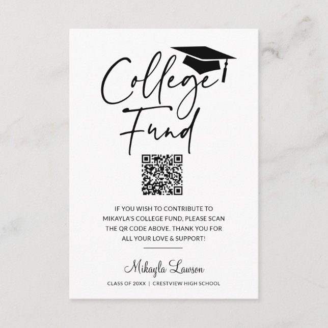 College Fund Graduation Announcement Enclosure (Front)