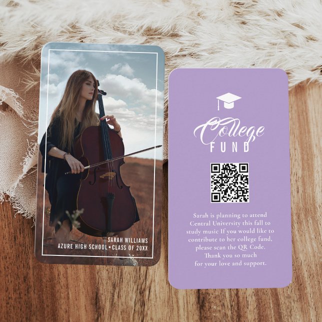College Fund Modern Minimal Typography Lavender Enclosure Card (Creator Uploaded)