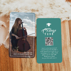 College Fund Modern Minimal Typography Turquoise Enclosure Card