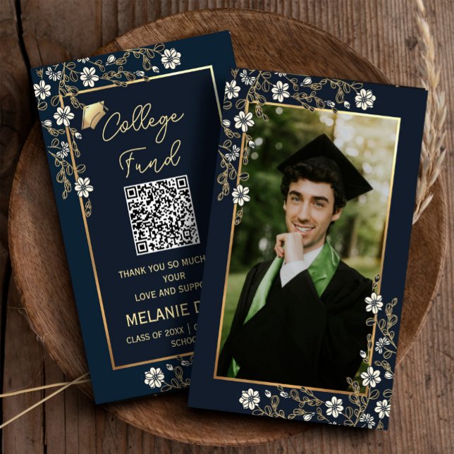 College fund Navy Blue graduation enclosure card (Creator Uploaded)