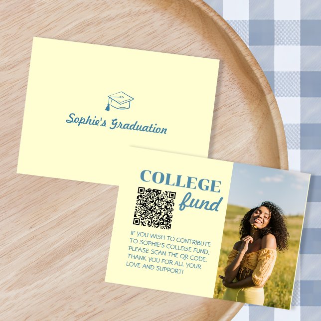 College Fund QR Code Gift Butter Yellow Graduation Enclosure Card (College Fund QR Code Gift Butter Yellow Graduation Enclosure Card)