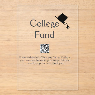 College fund scan QR add details graduate donation Acrylic Invitations