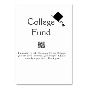 College fund scan QR add details graduate donation Table Number