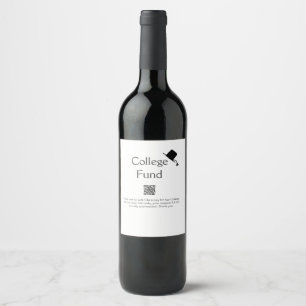 College fund scan QR add details graduate donation Wine Label