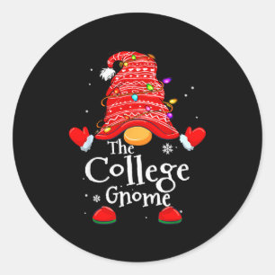 College Gnome - Xmas Family Matching Funny Christm Classic Round Sticker