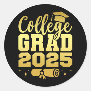 College Grad Cl Of 2025 Senior Graduate Graduation Classic Round Sticker
